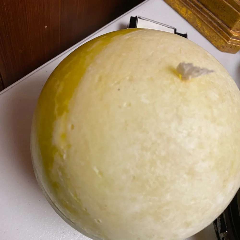 Marble Lemon Pattern unscented Big Ball candle 7”